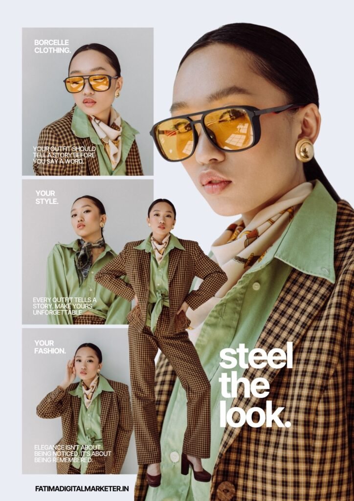 green and brown modern minimalist fashion mood board a4